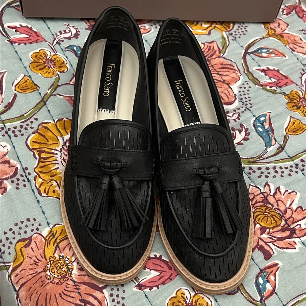 Franco Sarto Black Tassel Loafers
